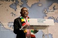 Sibusiso Busi Moyo, ZimbabweÃ¢â¬â¢s foreign minister, gives a talk on his countryÃ¢â¬â¢s foreign policy